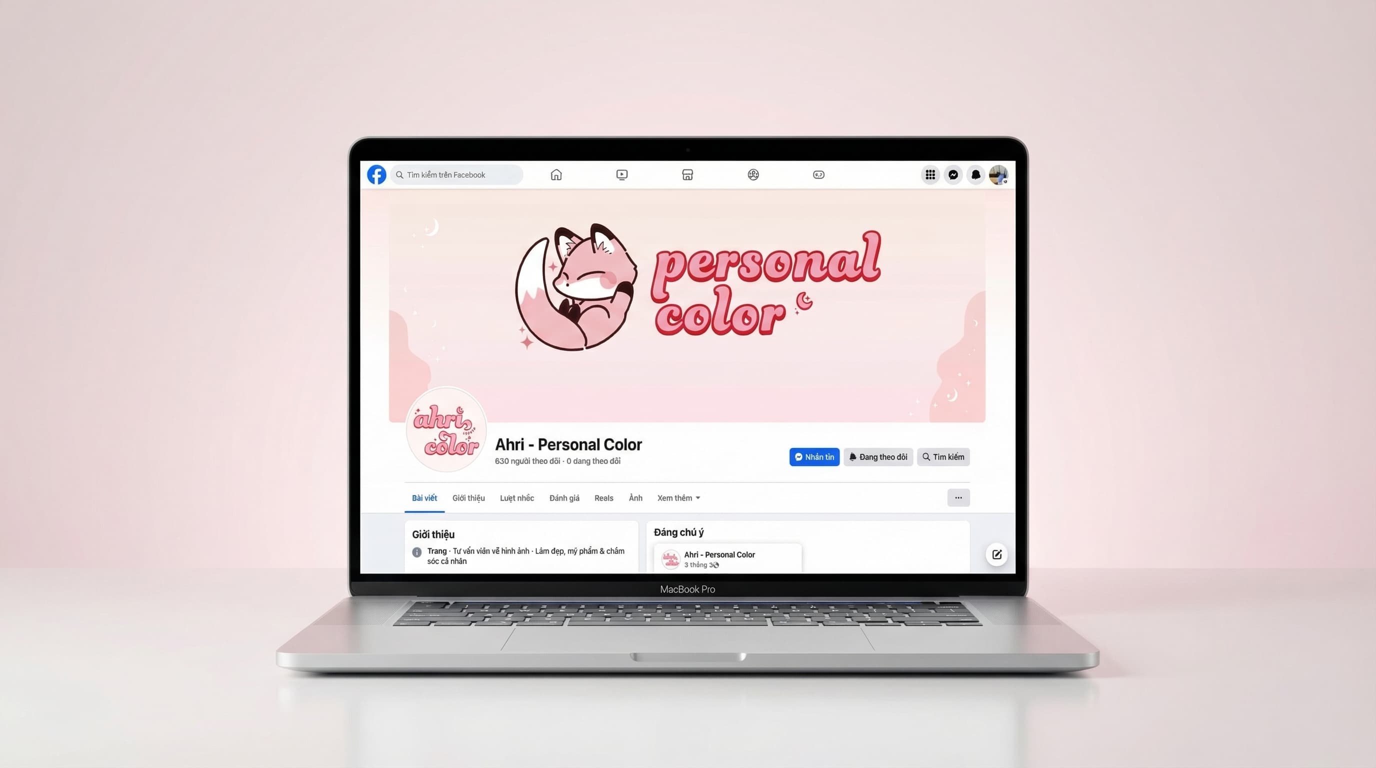 Ahri Color website mockup on laptop
