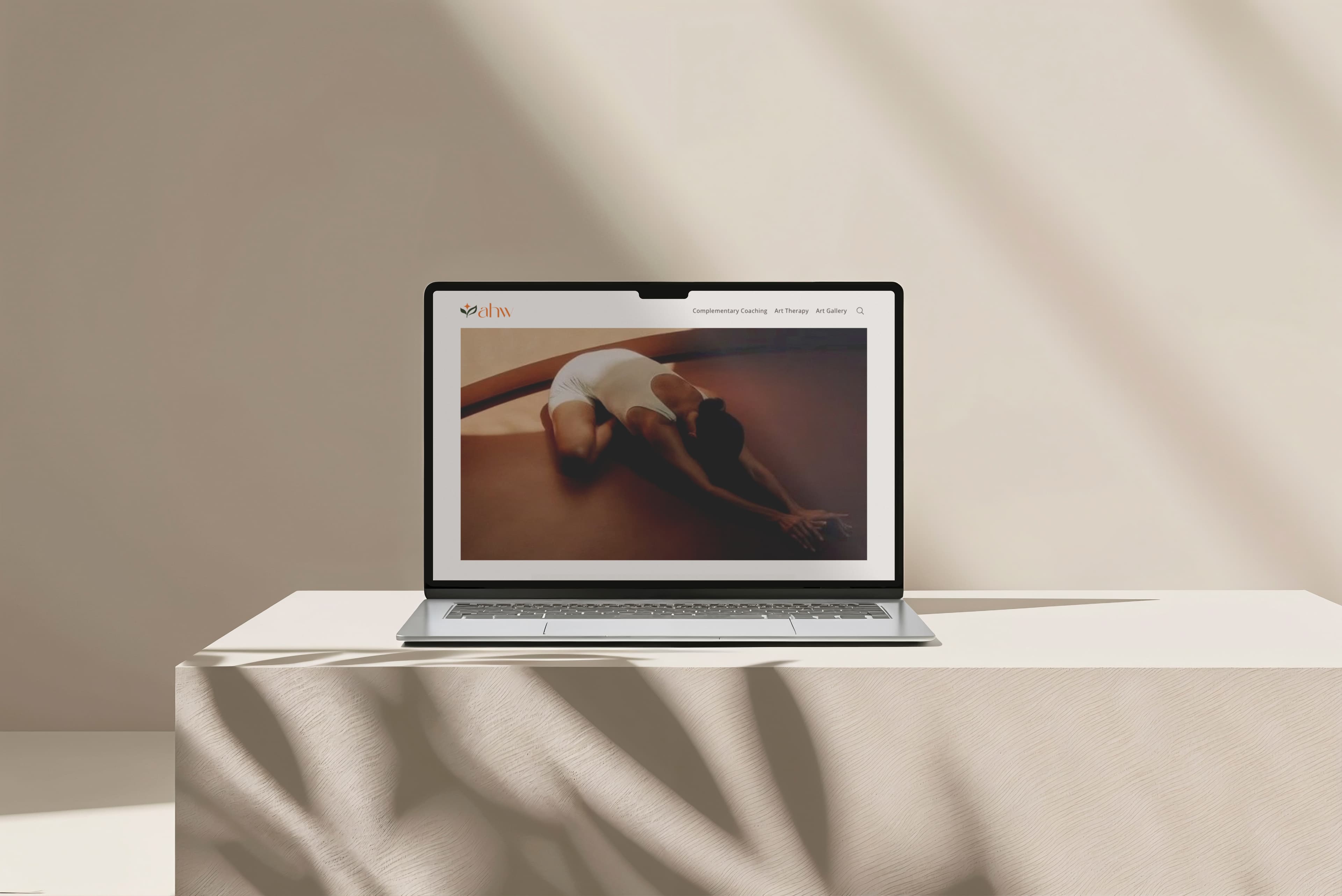A Healing Walk website mockup on laptop